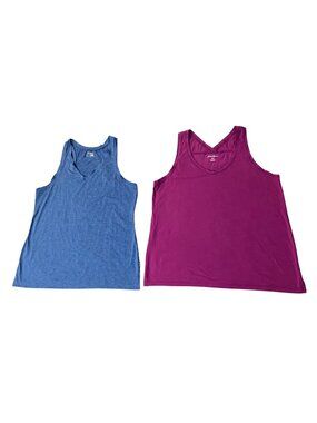 Eddie Bauer Tank Tops Womens L Lot 2 Blue Purple Stretch Used Summer Casual